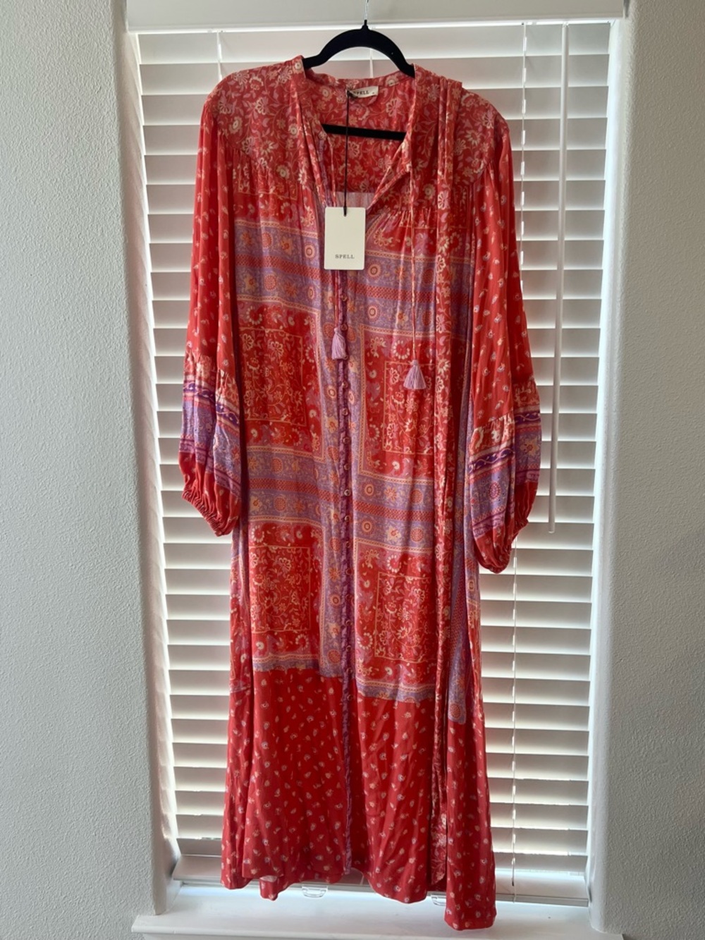 Spell Coral and Lavender Floral Maxi Dress - Picture 3 of 6